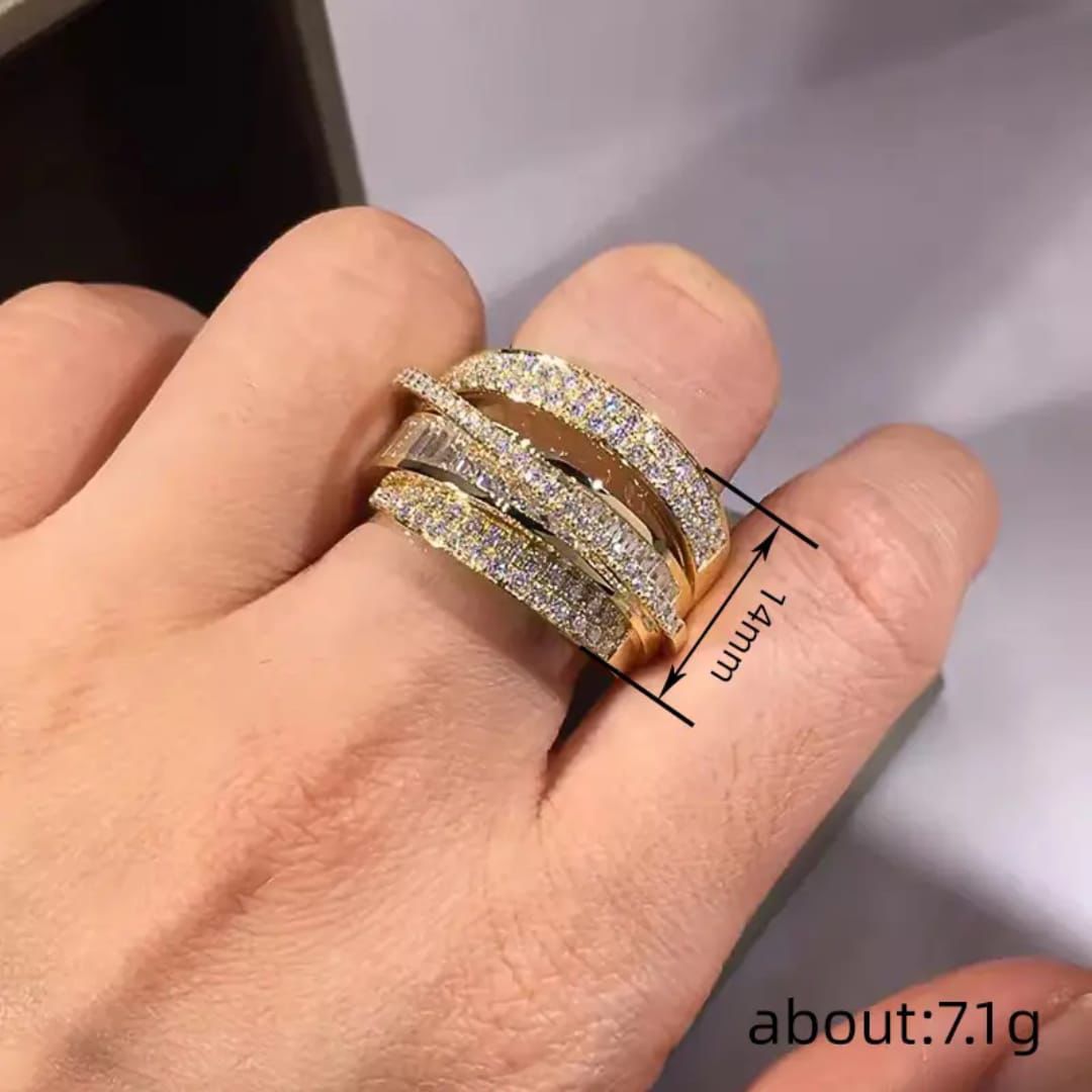 Golden Orbit Triple Wave Ring