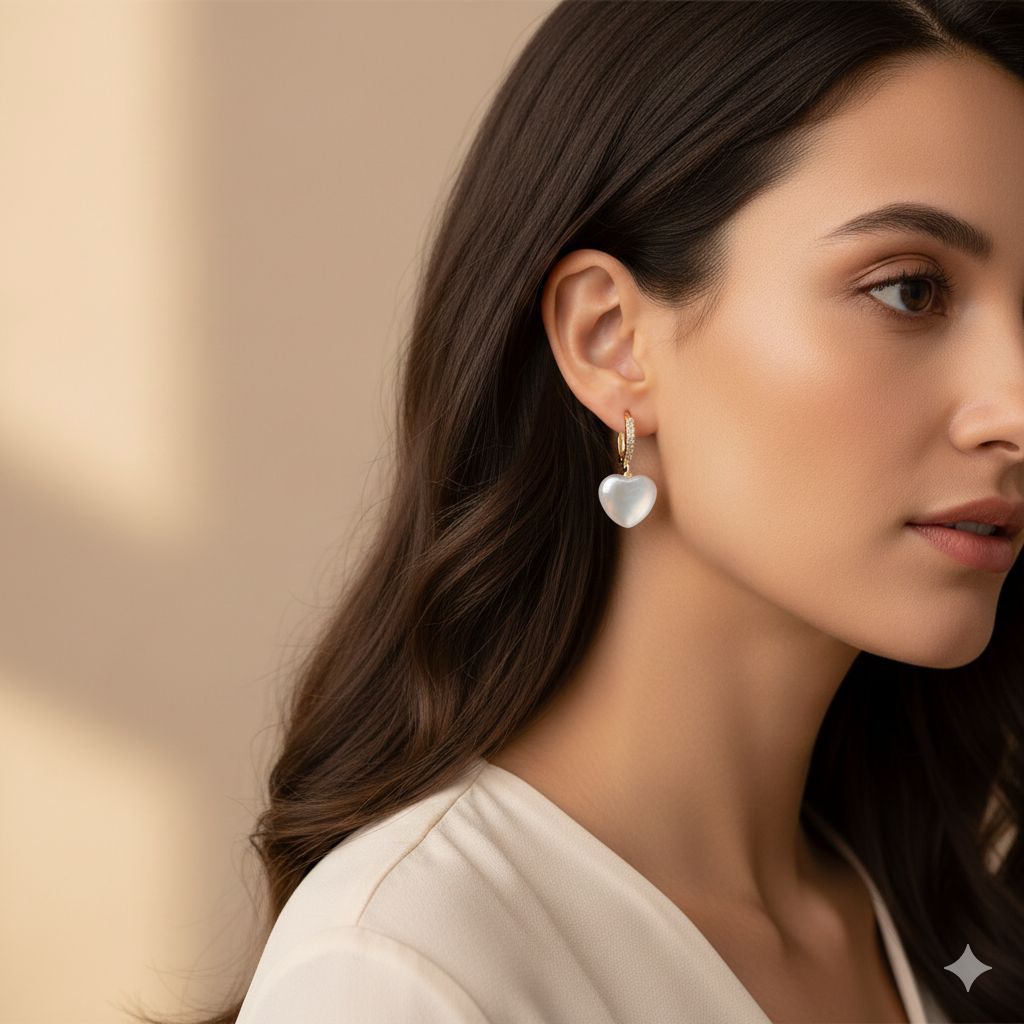 Pearl Heart Hoop Earrings