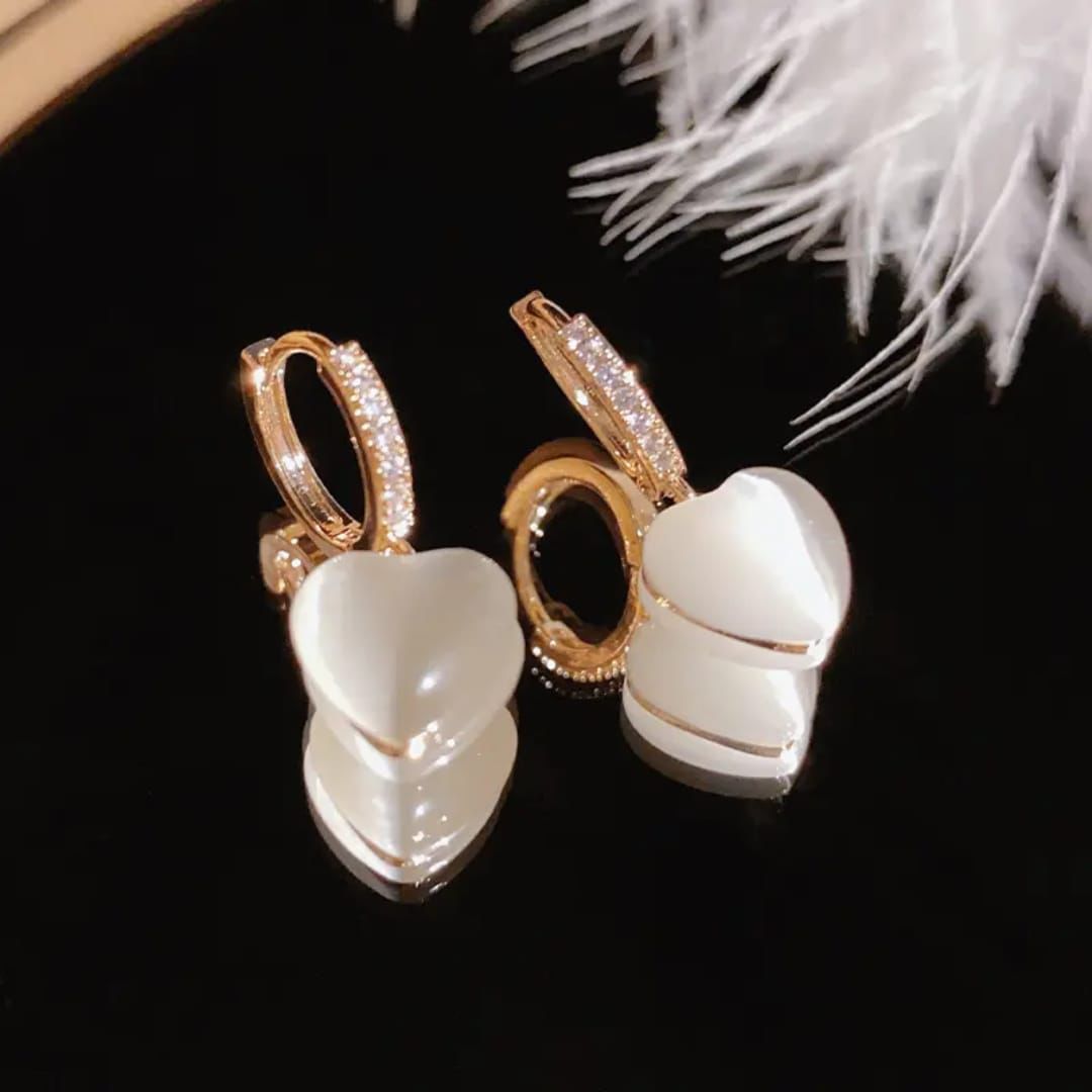 Pearl Heart Hoop Earrings